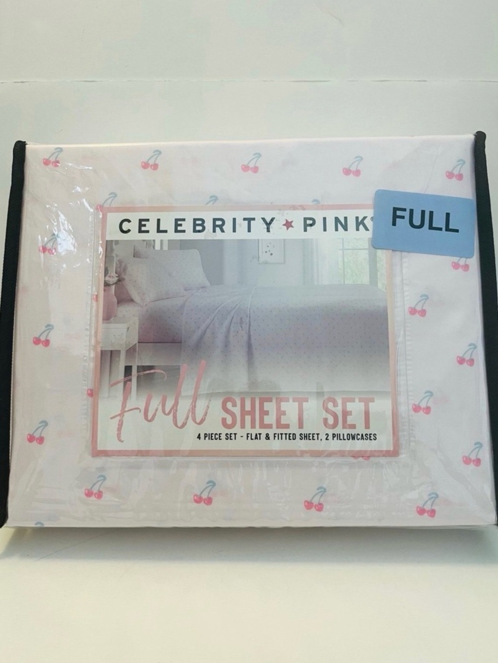 Celebrity Pink Full Size Sheet Set Soft Pink with Cherries